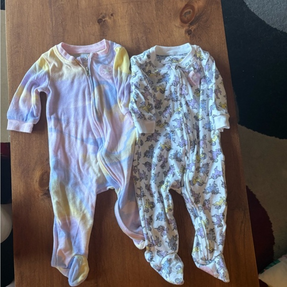 💥Buy 2 Get 1 Free💥 Converse Pastel Tie-Dye and Dinosaur Print Kids Footies